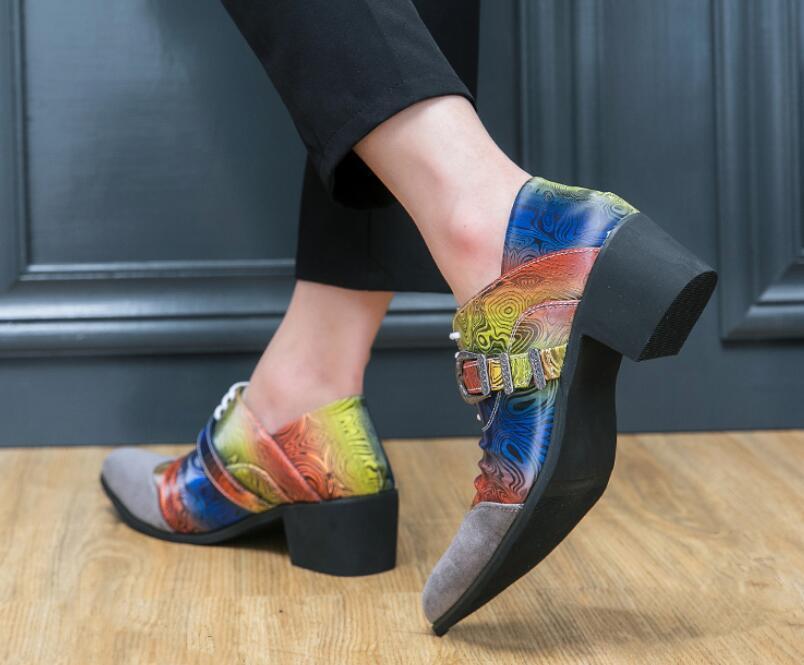 SAOLA Scarpe da sposa Oxford uomo inglesi a punta eleganti fibbia intagliata tacco medio blocco