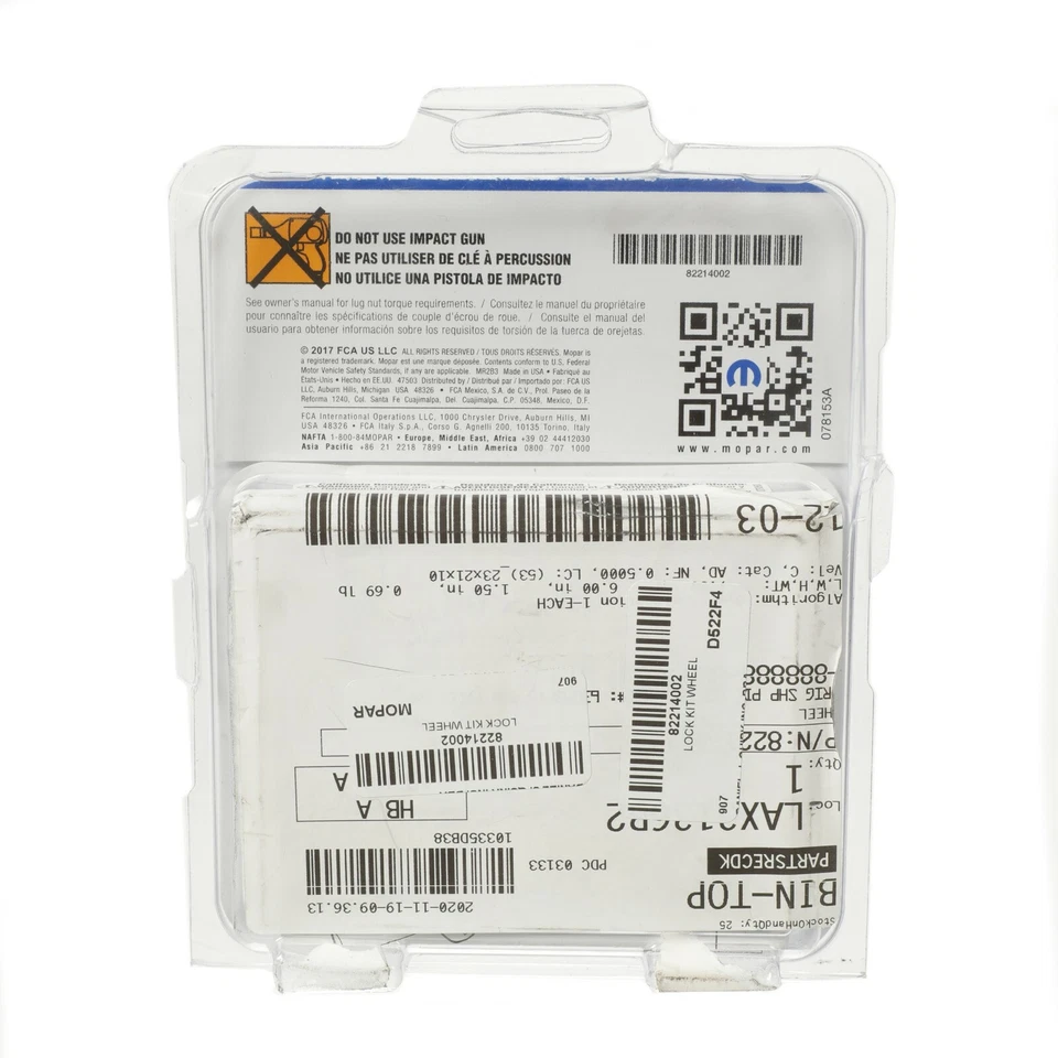 KIT DE BLOQUEO DE RUEDA RAM PROMASTER 2014-2023 (ENVIAR VIN#) OEM NUEVO MOPAR 82214002AA Foto 2 de 2