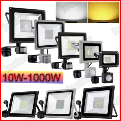 DEPMOG 10W-100W LED Inundador LED con Detector de Movimiento/Enchufe Foco Exterior SMD
