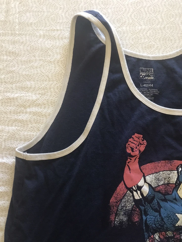 Camiseta sin mangas Marvel Comics Capitán América escudo azul para hombre grande ligera Foto 4 de 4