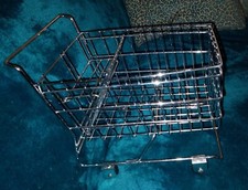 Metal Grocery Shopping Cart w/Wheels Decorative Toy Doll Vintage 10 1/2" Pop Art