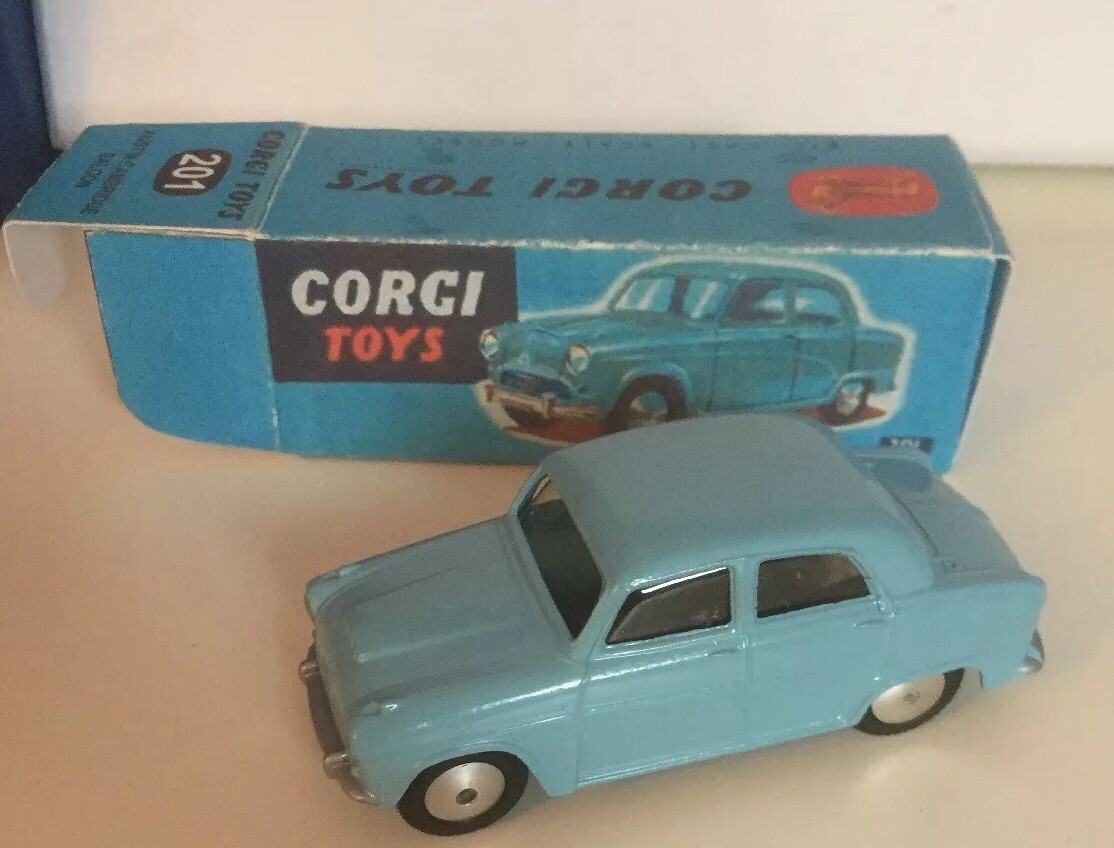 Corgi Toys 201m Austin Cambridge in grå Mechanical Sällsynt Corgi Toys 201m Austin Cambridge in grå Mechanical Sällsynt