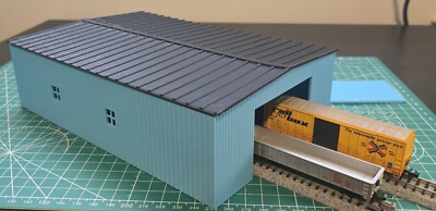 #ad N Scale 1 160 3d Printed MEGA Warehouse Building BIG Pull Thru Door Blue $26.00