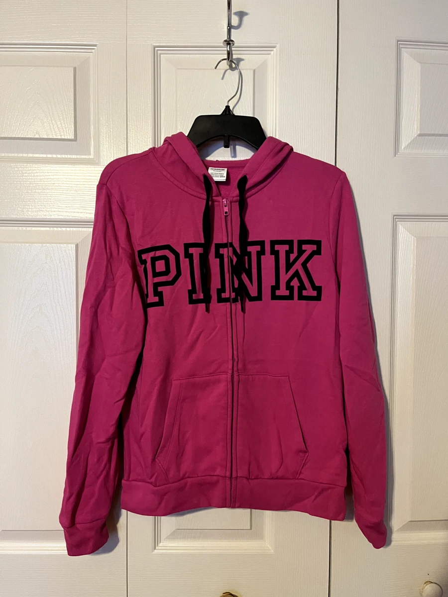 Victoria's Secret PINK Dark Pink Perfect Full Zip Hoodie Size M BRAND NEW!