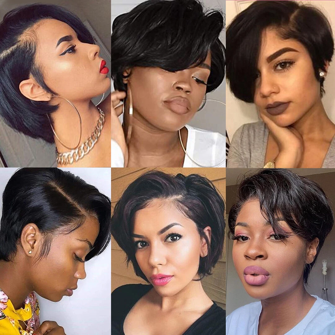 Short straight hair side cheap part