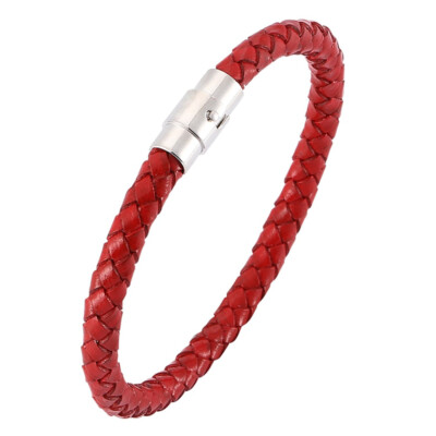 Zense Braided leather bracelet for men in red color ZB0258
