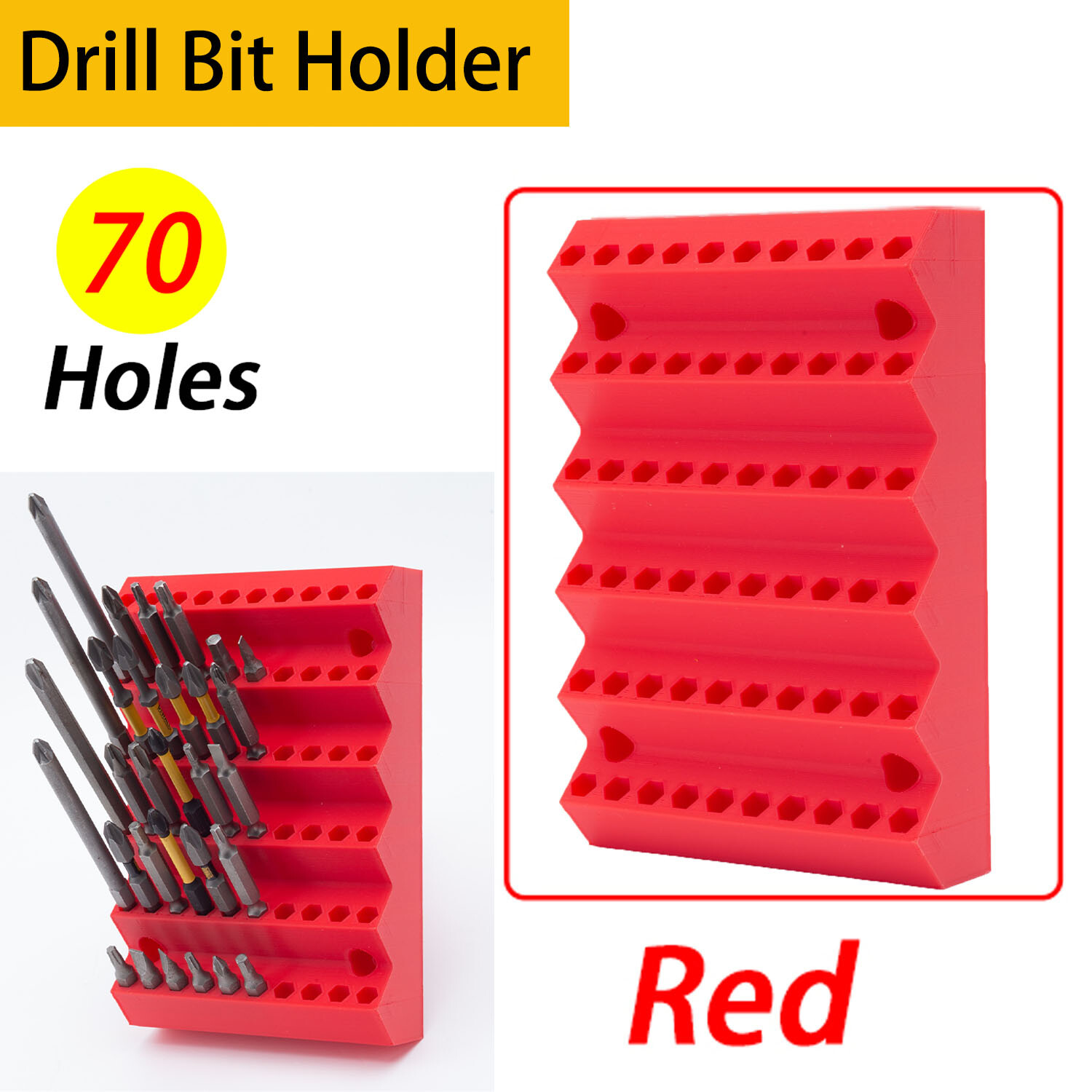 Drill Bit Hexagon Holder Hex Bits Holder Box Tool Organizer 1/4 Inch (w