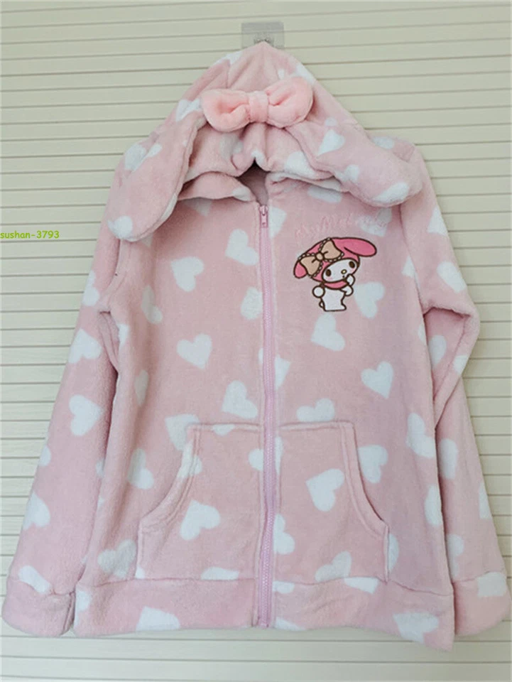 My MELODY Plush Sleepwear Winter Homewear Hooded Suit Coral Velvet Coat Pants  - Image 3 of 4