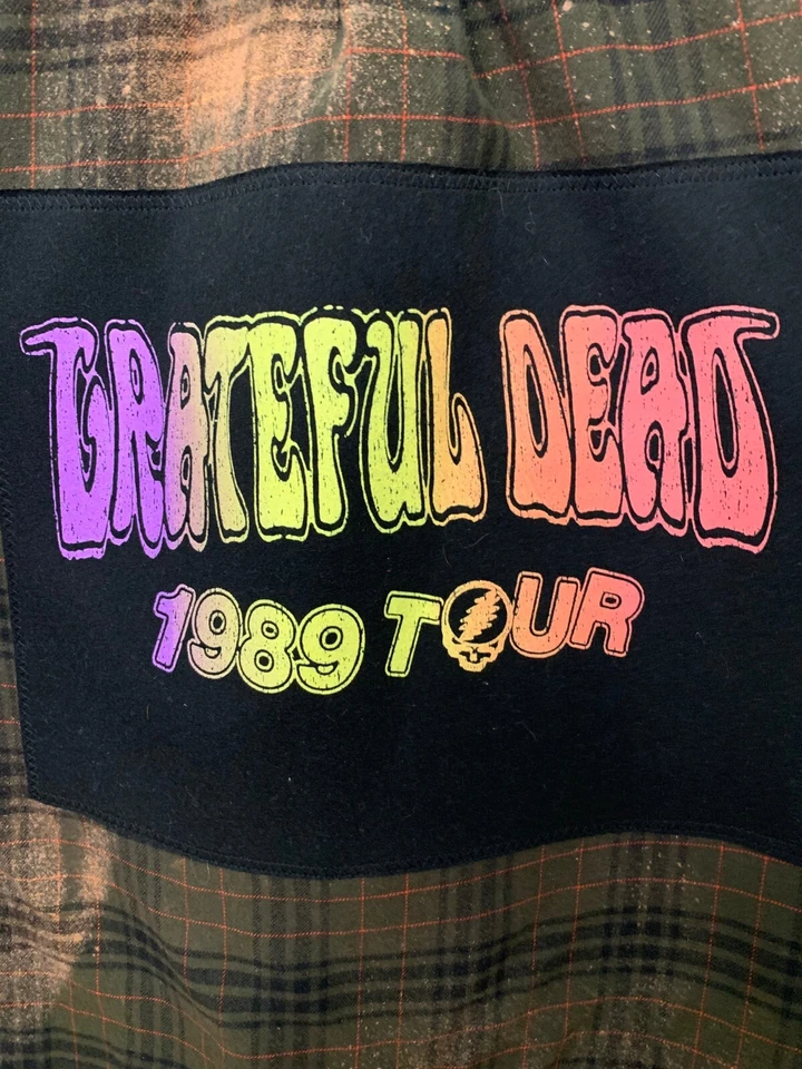 Camisa de franela envejecida reciclada con camiseta Grateful Dead 1989 Tour para hombre XXL Foto 2 de 4