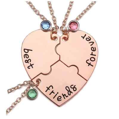 Jovivi Best Friends Forever and Ever Friendship Necklaces 3pcs/set(Rose Gold)