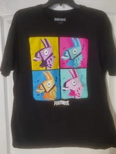 Fortnite Shirt Mens L Black Neon Grid Llama Official Licensed Epic Games