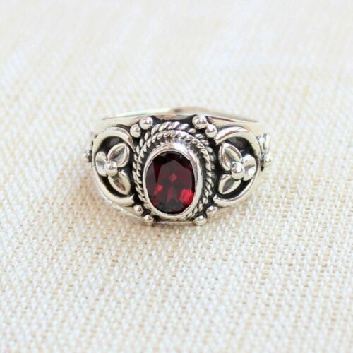 Designer Garnet Ring Handmade 925 Silver Statement Beautiful Ring All Size MK438 - Picture 1 of 5