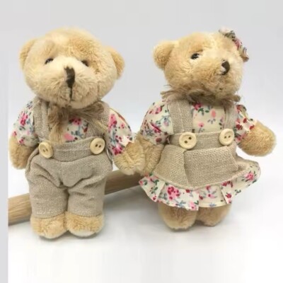 Linen Teddy Bear Keychain Women Couple Keychain On Bag Gift
