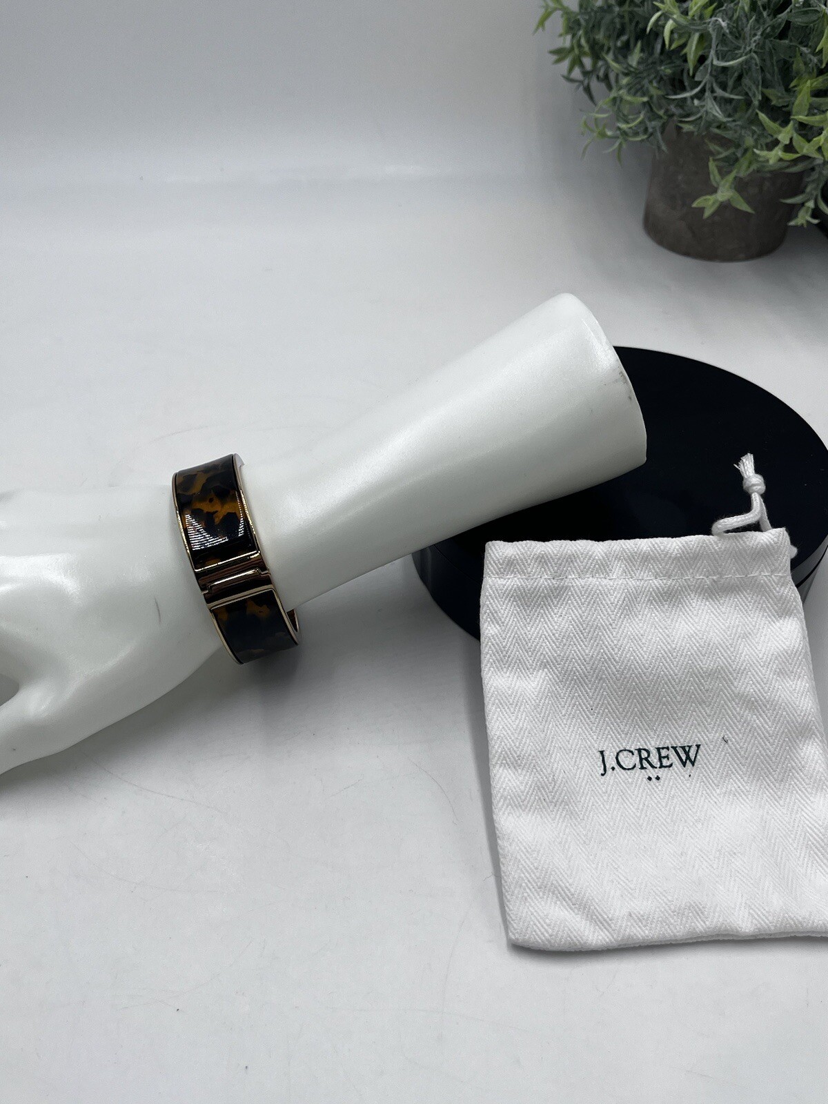 J Crew Hinged Acetate Bangle Statement Bracelet T… - image 1