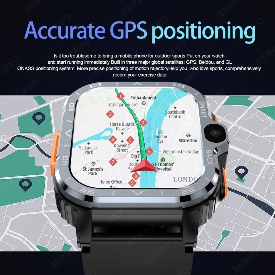 Larger Screen 4G Smart Watch PGD 2GB+16GB Heart Rate Monitor Dual Camera Silver - Image 3 of 3