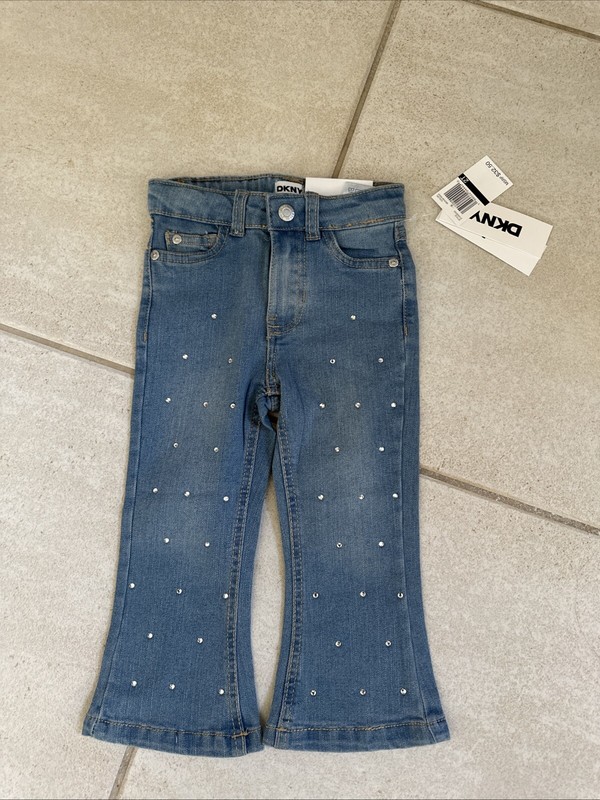 NWT DKNY Toddler Denim Studded Jeans Girl Toddler Size 2T Flare