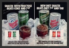 Shasta Cola & Shasta Lemon Lime Soda 1980s Print Advertisement (2 Pages) 1980