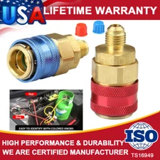High Low Kit AC Quick Coupler Adapter Fittings for Freon Manifold Gauge Hose US