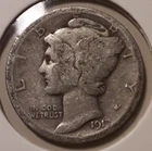 1917 Mercury Dime 10c Philadelphia Mint 90% Silver US Coin (#58a-5033)