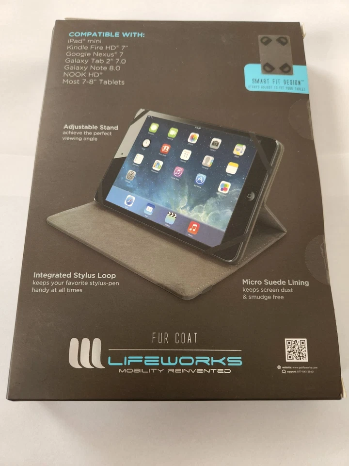 Lifeworks Tablet Folio Case for 7-8" Fur Coat Fashion  LW-T2020B - Image 2 of 2