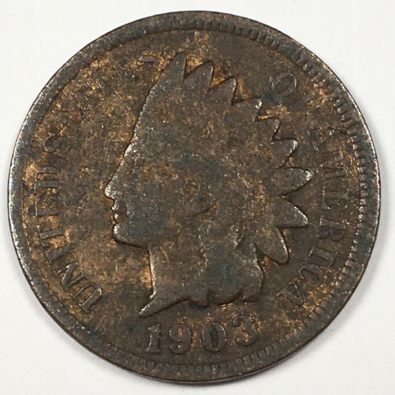 1903 United States Indian Head Cent Penny - Good (G) Corrosion KM#90a - 6250-AH