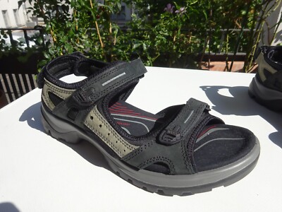 ECCO RECEPTOP OFFROAD Waterproof Damen Sandalen Leder Schwarz Grau Gr.42 Neuw