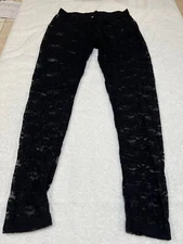 Beautiful Black Stretch Lace Footless Leggings Pants S/M/L #BTI-2