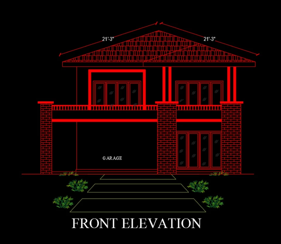 Plano de casa moderno personalizado de dos pisos 5 dormitorios y 3 baños con archivo CAD Foto 4 de 4