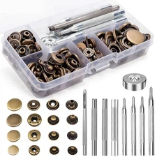 ofone Snaps Fasteners Kit for Leather, 40 Sets Snap Button with 9 Setting Too...