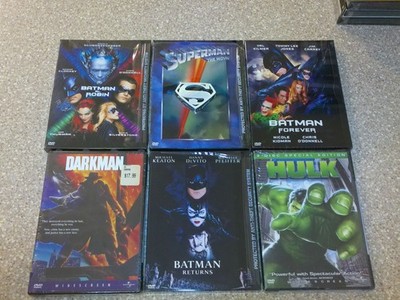 6 Super Hero DVDs all BRAND NEW, FACTORY SEALED Batman, Superman, Darkman & Hulk