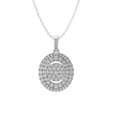 Halskette mit Anhänger 0,62 kt natürlicher Diamant Sterlingsilber zusammengesetzt 18 Zoll Kette
