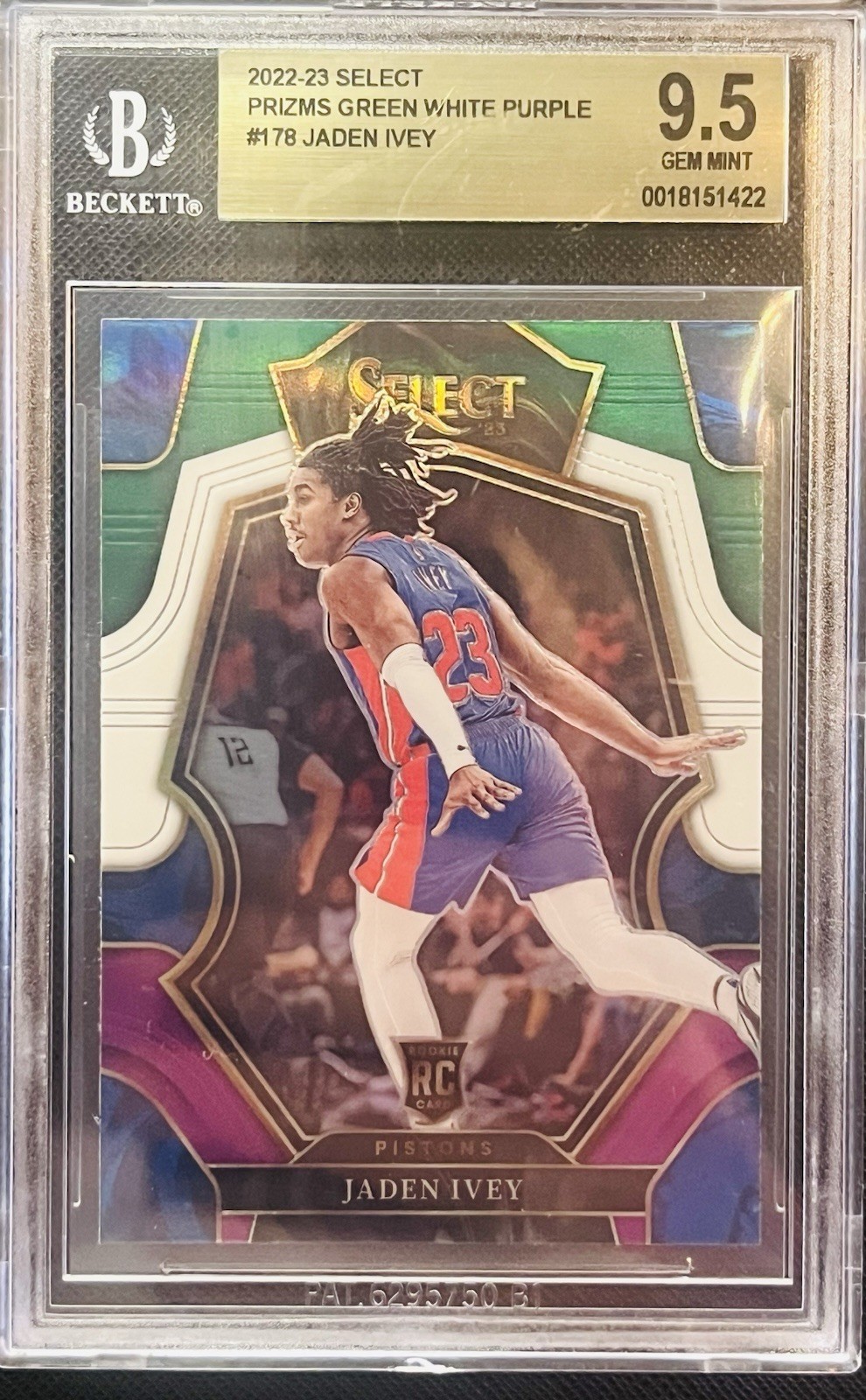 2022-23 Panini Select Premier Level Jaden Ivey #178 Tri-Color Prizm (RC)