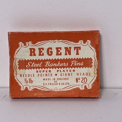 Vintage REGENT Dressmaking Pins No 20 DF Tayler Made in England Box Almost Full