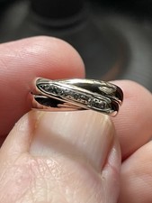 9ct Gold Tri Coloured Diamond Wedding Ring Beautiful Ring Hallmarked Size J 9ct