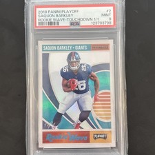 2018 Panini Playoff Saquon Barkley Rookie 1/1 PSA 9 Rookie Wave Touchdown 1/1