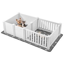 Dog Whelping Box 73x38x19.7 in Plastic Dog Whelping Pen with Adjustable He