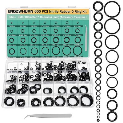 600 Pcs O-Ring Assortment Kits，24 Sizes Nitrile Rubber O Ring,Faucet Repair Kit