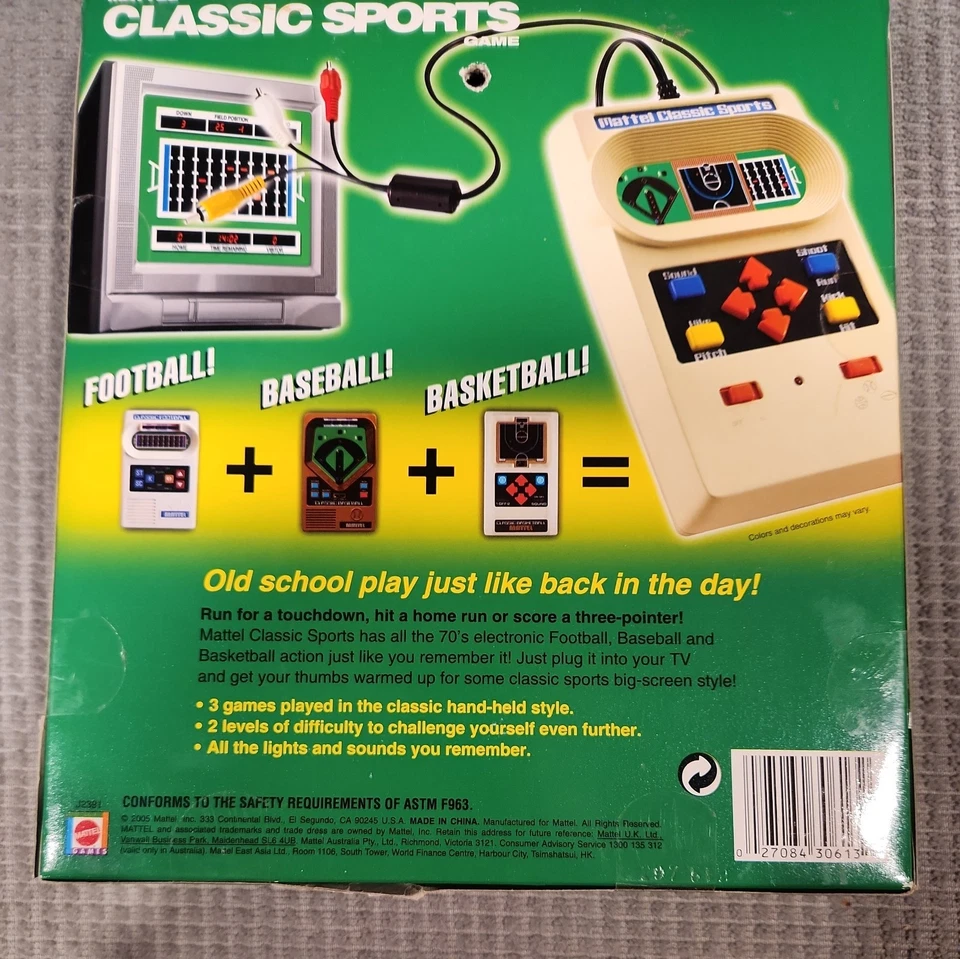 Mattel Clásico Juego Deportivo Plug & Play TV 3 en 1 (2005) Fútbol, Baloncesto Pelota Foto 3 de 3