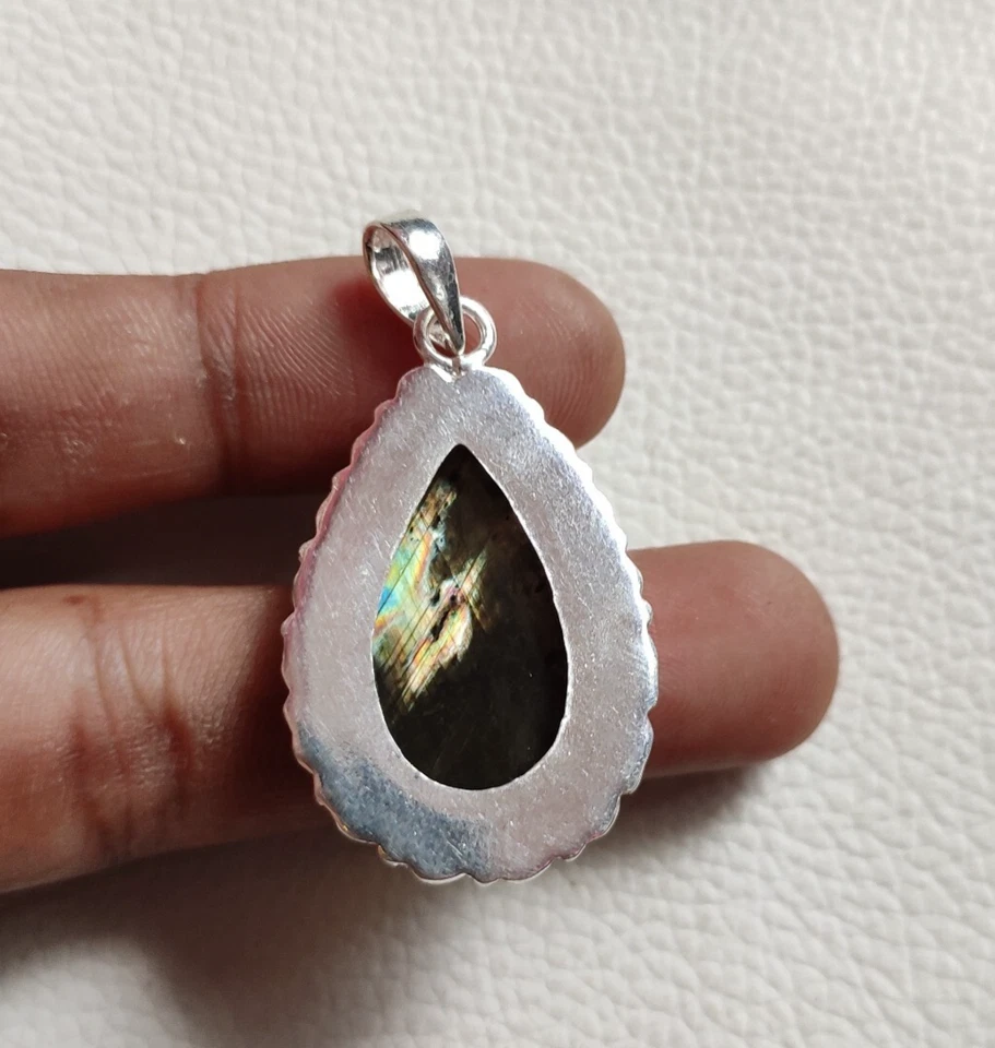 Ciondolo in labradorite argento sterling 925 pietra preziosa fatta a mano... - Immagine 3 di 4