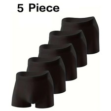 5PCS Men Black Boxer Shorts Breathable Soft Comfortable Underwear Trunks S  XXL