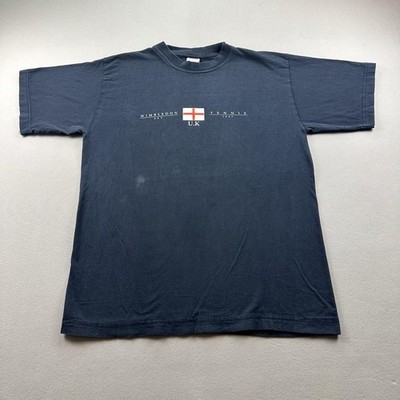 Vintage Wimbledon Tennis T-Shirt Mens Medium Black Championship UK England 90s