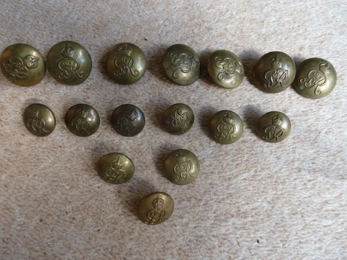 WW2 Era - 16  British Army George VI Military Police Buttons -7 Large & 9 Small