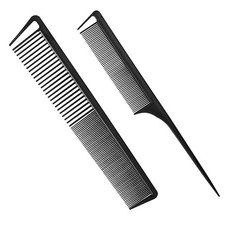 Essential Black Hair Comb Set: Fine and Wide Tooth Rat Tail for Professionals