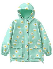 Toddler Rain Jacket Windbreaker Lined Waterproof Hooded Coat Pockets 4-12Y