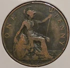 British Penny - 1912-H - King George V