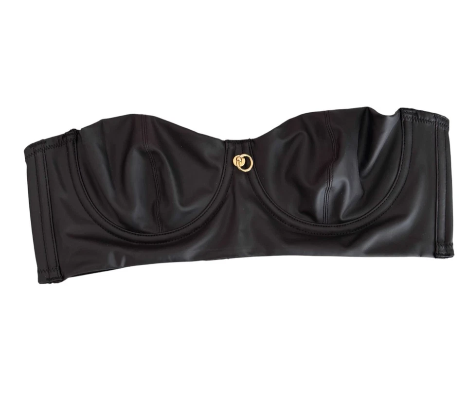 Sujetador sin tirantes Maison Close Chambre Noire Bustier cuero sintético mate talla 34B Foto 4 de 4