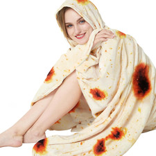 Burrito Tortilla Throw Blanket for Couch, Double Sided Burrito Taco Tortilla Wra