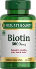 Nature's Bounty Biotin 5000mcg 150 Count Rapid Release Softgels for Hair Health