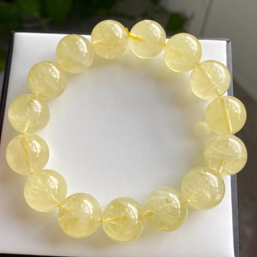 15.5mm Natural Yellow Citrine Quartz Crystal Beads Bracelet 1858 - Picture 4 of 7