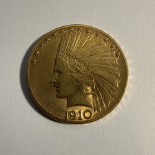 1910 D US $10 Gold Eagle Indian Head Ten Dollars Coin Pre-1933 - 00065